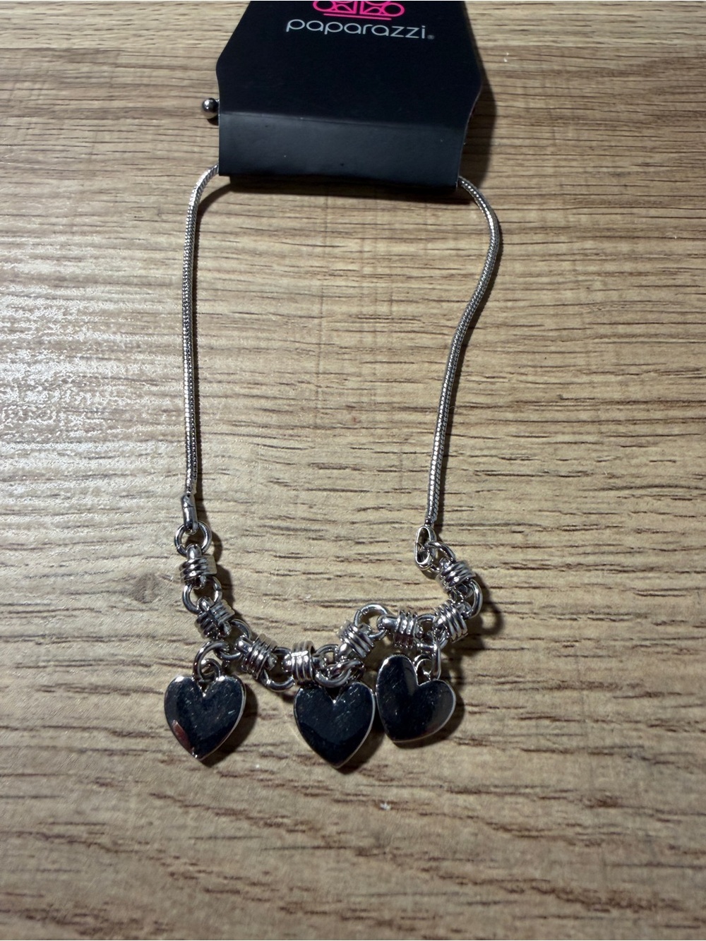 paparazzi Silver Heart Trio Charm Necklace